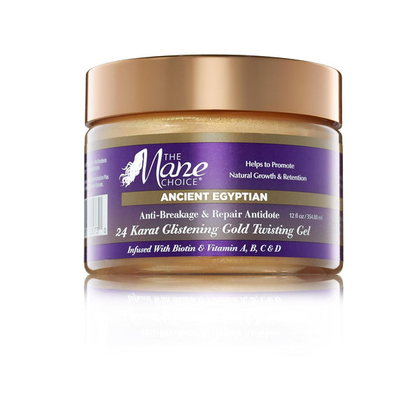The Mane Choice Ancient Egyptian 24 Karat Gold Anti-Breakage & Repair Twisting Hair Gel - Vitamins-Infused 12 Oz Haircare for Dry, Damaged Hair, Long-Lasting Definition & Shine, Split End Fighter