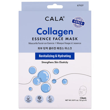 Cala Collagen Essence Facial Sheet Masks, 5 Pack
