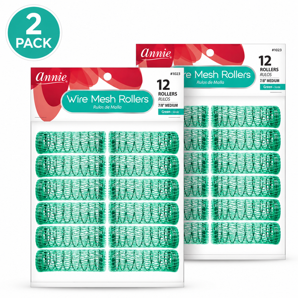Annie- Wire Mesh Rollers #1023 - (12) Count - Green Medium - 7/8 Inch (2 Pack)