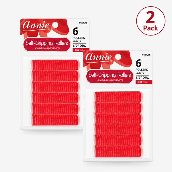 Annie Self-Gripping Rollers #1309, 6 Count Red Small 1/2 Inch (2 Pack)