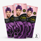 DREAM WORLD Flower Silky Turban - Purple (Pack of 3)