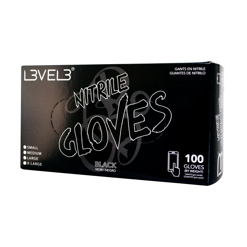 L3 Level 3 Industrial Nitrile Cleaning Gloves - Latex-Free, Heavy-Duty, Snug-Fitting, Waterproof Disposable Home Supplies - Box of 100 Black Pieces