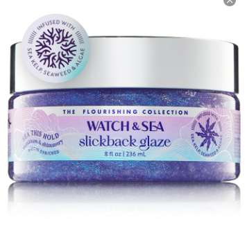 Watch & Sea Maximum & Shimmery Hair Gel, Slickback Glaze - Nourishing with Seaweed and Sea Kelp - Strong, Flexible Hold for All Hair Types - 8 oz