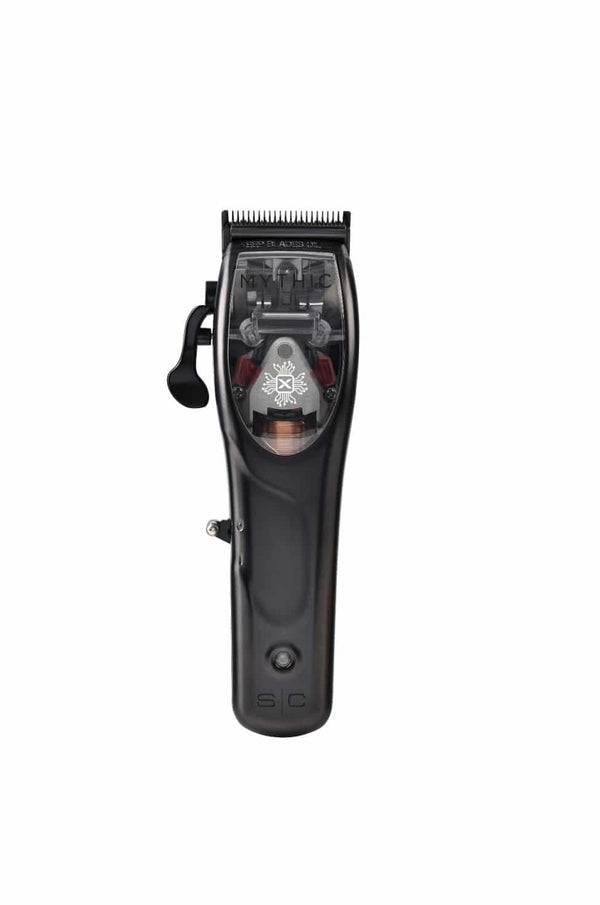 Stylecraft Mythic Professional Metal Body Cordless Hair Clipper - 9V Magnetic Microchipped Motor, Double Black Diamond Carbon Blades, 8 Guards, Adjustable Settings, Black, Ideal Personal Grooming Gift