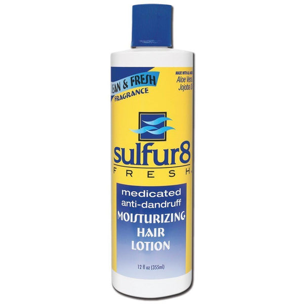 Sulfur 8 Fresh Medicated Anti-Dandruff Moisturizing Hair Lotion 12 oz – Hydrating Scalp Relief for Dry & Itchy Scalp, Non-Greasy with Aloe Vera & Jojoba Oil, Clean Fresh Fragrance, All Hair Types
