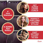 Annie 2.5 Inch Jumbo Magnetic Hair Rollers, 6-Count Black Snap-On Curlers for Smooth Defined Curls & Waves, Heatless Sty
