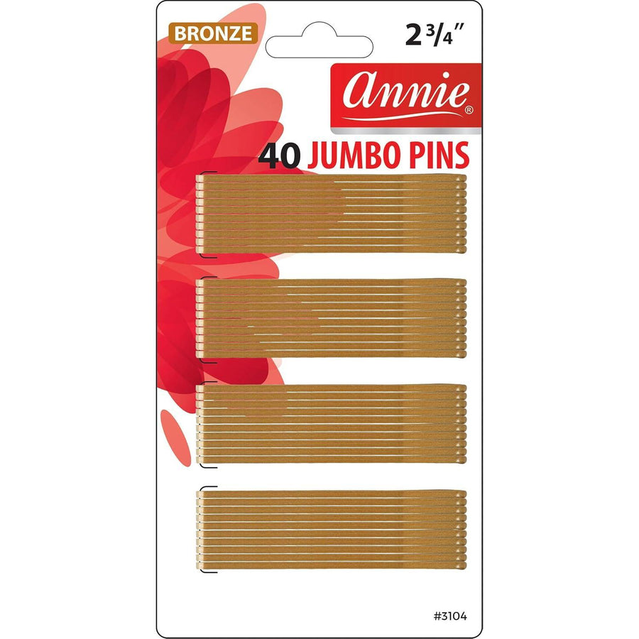 Annie 2¾ inch Roller Pins Set - 40-Count Bronze Metal Hair Clips, 2¾ Inch Size