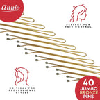 Annie 2¾ inch Roller Pins Set - 40-Count Bronze Metal Hair Clips, 2¾ Inch Size