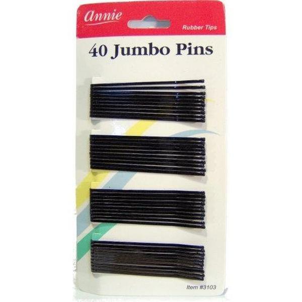 Annie Jumbo Bobby Pins, Roller Pins, Ball Tipped, Black, 2 3/4 In, 40 Count