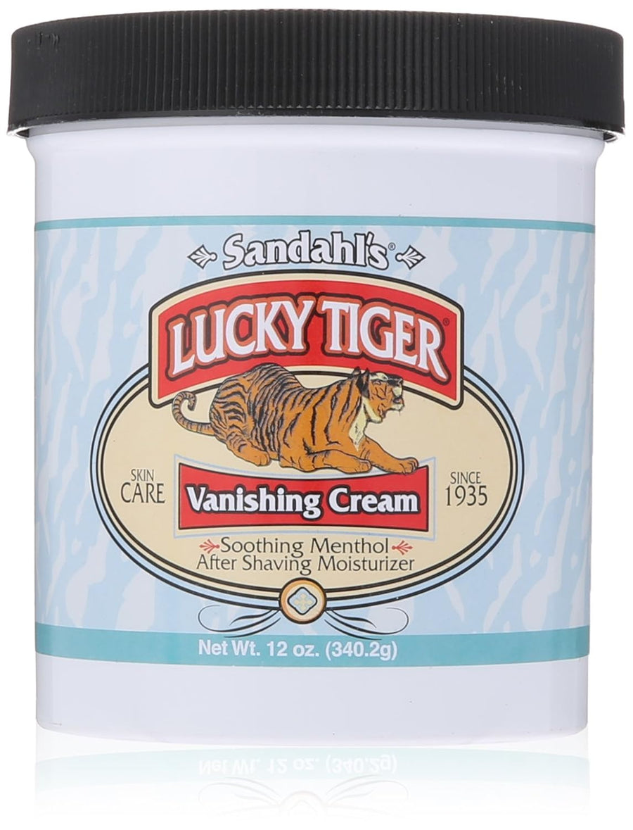 Lucky Tiger Sandahl’s Vanishing Cream (12 oz) – Classic Cooling Aftershave for Men & Face Moisturizer – Menthol & Peppermint Oil Fast-Absorbing After Shave Lotion for Men – Soothes Razor Burn & Bumps