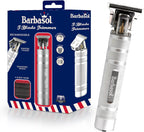 Barbasol Stainless-Steel Rechargeable Zero-Gapped T-Blade Trimmer, Hanging Blade, 4 Guide Combs