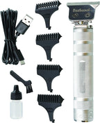 Barbasol Stainless-Steel Rechargeable Zero-Gapped T-Blade Trimmer, Hanging Blade, 4 Guide Combs