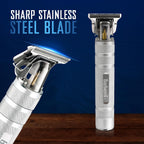 Barbasol Stainless-Steel Rechargeable Zero-Gapped T-Blade Trimmer, Hanging Blade, 4 Guide Combs