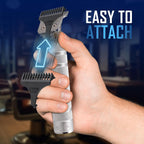 Barbasol Stainless-Steel Rechargeable Zero-Gapped T-Blade Trimmer, Hanging Blade, 4 Guide Combs