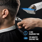 Barbasol Stainless-Steel Rechargeable Zero-Gapped T-Blade Trimmer, Hanging Blade, 4 Guide Combs