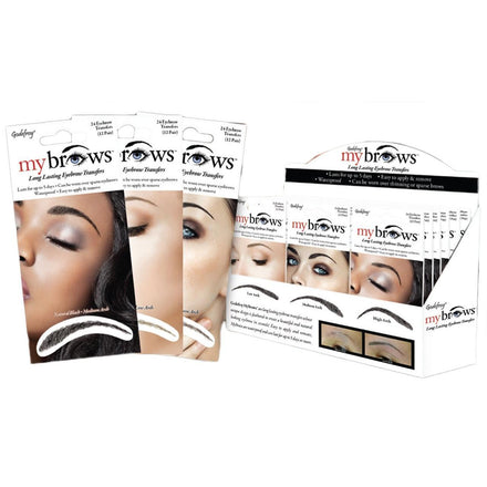 Godefroy MyBrows Long Lasting Eyebrow Transfers, Low Arch, Medium Brown, 12-Pairs of Brows