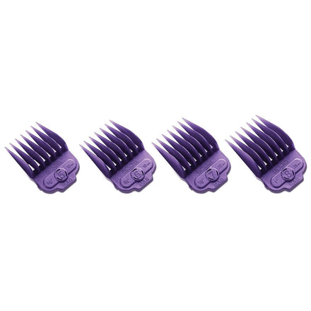 Andis Magnetic 4-Piece Hair Cutting & Grooming Comb Set - Large Purple, Sizes 5 (5/8"), 6 (3/4"), 7 (7/8"), 8 (1"), for Any Hair Grooming Needs