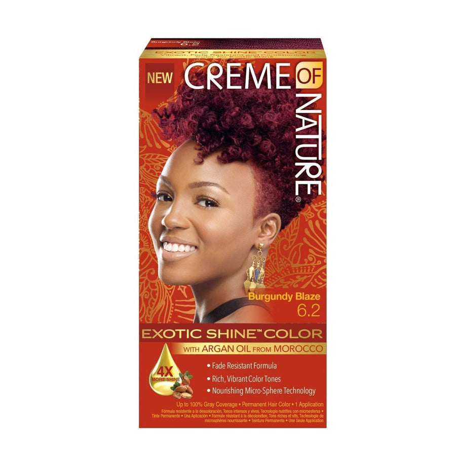 Creme of Nature Exotic Shine Color 6.2 Burgundy Blaze, with Argan Oil from Morocco, 1 Application
