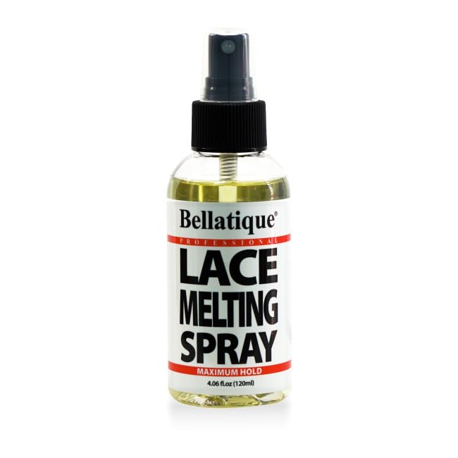 BELLATIQUE Lace Melting Spray - Maximum Hold. Flawless Edges, Quick & Easy, Fast Drying, Humidity Resistant, Sweat Resistant, All Day Hold, Quick Drying, Flake Free, Easily Removed. (4 oz)