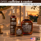 Difeel Caffeine & Castor Hair Oil Blend for Thicker, Fuller-Looking Hair 8 oz. - Nourishing Scalp & Hair Oil Treatment, 