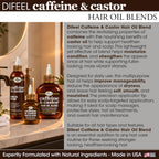 Difeel Caffeine & Castor Hair Oil Blend for Thicker, Fuller-Looking Hair 8 oz. - Nourishing Scalp & Hair Oil Treatment, 