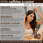 Difeel Caffeine & Castor Hair Oil Blend for Thicker, Fuller-Looking Hair 8 oz. - Nourishing Scalp & Hair Oil Treatment, 