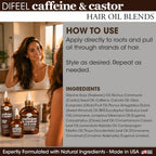 Difeel Caffeine & Castor Hair Oil Blend for Thicker, Fuller-Looking Hair 8 oz. - Nourishing Scalp & Hair Oil Treatment, 