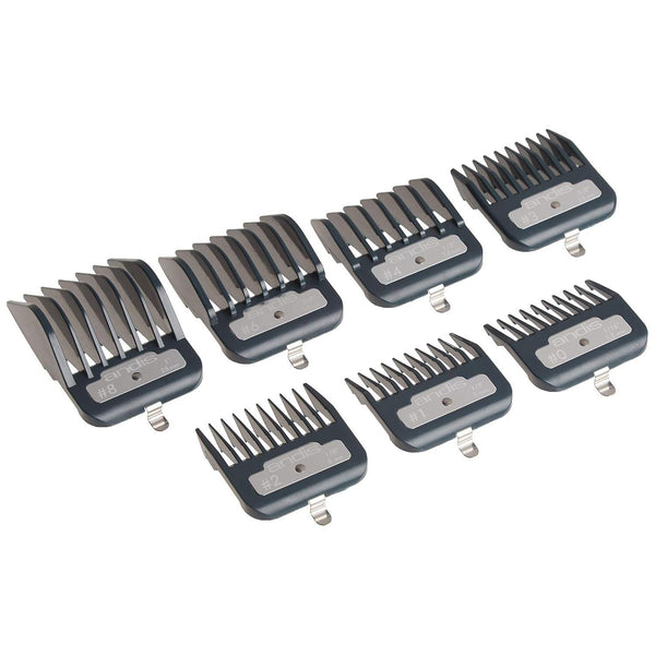 Andis Master Series Premium Clipper Guard Set - 7-Count Attachment Combs with Metal Clips, Smooth Manual Professional Cutting Guides, Precise Cut & Secure Lock Design Barber Kit