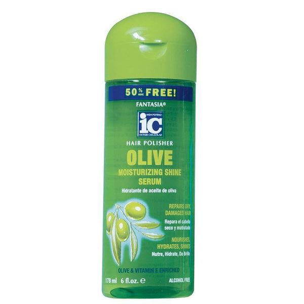Fantasia IC Salon Hair Polisher, Olive Moisturizing Hydrating Haircare Serum - 6oz HP-3025, Lightweight Moisturizer for Hair Repair