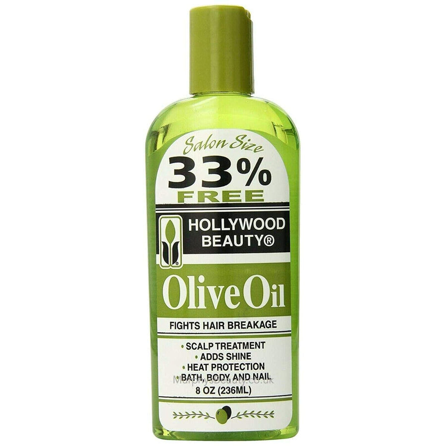 Hollywood Beauty Olive Hair Oil, 8oz Bottle, Also for Bath, Body and Nails, Fights hair breakage, Hair treatment, Adds s