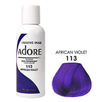 Adore Gentle Semi-Permanent Hair Color - Vegan, Cruelty-Free Dye (Pack of 3) - 4 Fl Oz 113 African Violet