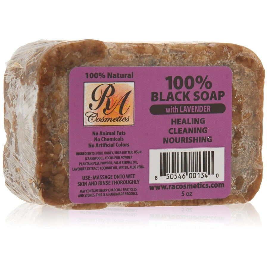 RA COSMETICS 100% Natural Black Soap with Lavender 5oz