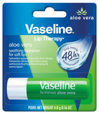 Vaseline Lip Therapy Care Aloe Fresh, Fast-Acting Nourishment, Ideal for Chapped, Dry, Cracked, or Damaged Lips, Lip Balm, 4-Pack, 0.16 Oz Each